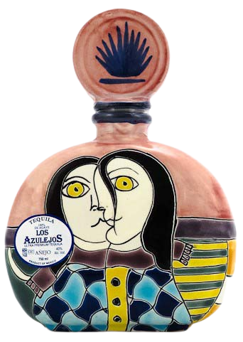 Azulejos Reposado Masterpiece 750 ML tequila in a colorful ceramic bottle with artistic design and blue agave emblem.