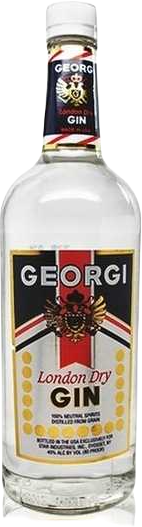 Georgi London Dry Gin 1 L bottle with classic juniper-forward label and clear glass