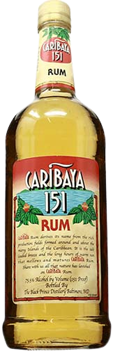 Caribaya Rum 151 Proof high-strength Caribbean rum bottle with tropical and vanilla notes