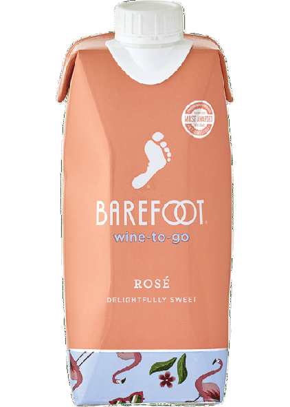 Barefoot Cellars Rose California 500 ML bottle with strawberries and cherries on a picnic table