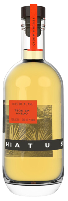 Hiatus Anejo Tequila 750ml bottle with lush honey color, aged in reclaimed oak, 100% agave.