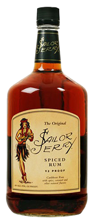 Sailor Jerry Spiced Navy Rum 1.75 L bottle with vanilla and cinnamon notes.