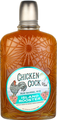 Chicken Cock Whiskey Island Rooster Rum Barrel Kentucky Straight Rye Whiskey 750ml bottle.