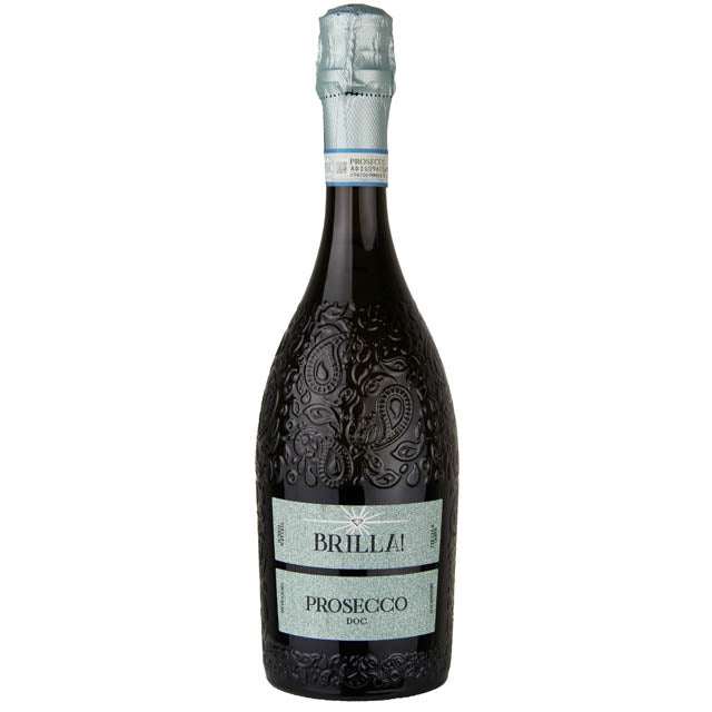 Brilla Veneto Extra Dry Italian sparkling wine bottle with elegant label and fine bubbles
