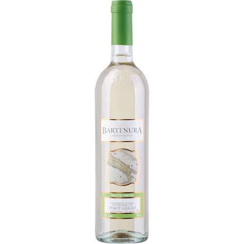 Bartenura Pinot Grigio 750 ML wine bottle with green cap and label.