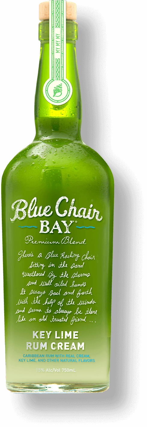 Blue Chair Bay Key Lime Cream Rum 1L bottle with green label.