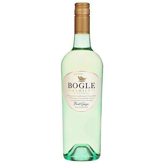 Bottle of Bogle Vineyards Pinot Grigio California 750 ML – crisp white wine with citrus and melon notes.