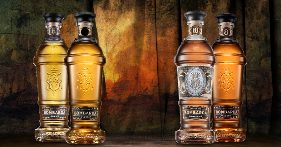 Four elegant bottles of Bombarda Rum Combo 750 ML with premium Caribbean rum blend