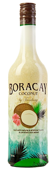 Boracay Coconut Rum 750 ML bottle with tropical coconut design and creamy rum inside