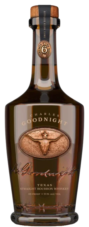 Charles Goodnight 6YR Old Bourbon Small Batch 115 Proof 750ML bottle with oak aging and rich bourbon notes