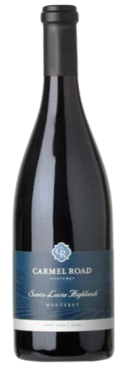 Bottle of Carmel Road Pinot Noir Santa Lucia Highlands 2018 with ripe cherry and raspberry notes
