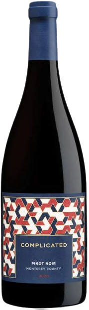 Bottle of Complicated Red Wine Monterey County 2020 750 ML with rich layers of blackberry, cherry, plum, and mocha notes