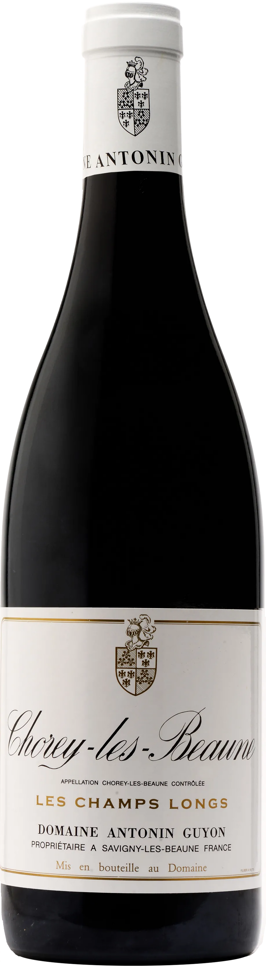 Domaine Antonin Guyon Chorey Les Beaune Les Champs Longs 2023 Burgundy red wine bottle with white label and crest