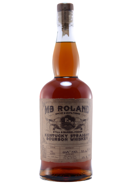 MB Roland Kentucky Straight Bourbon Whiskey 750 ML bottle with label, showcasing a rich amber color.
