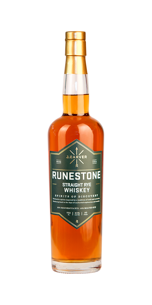 J Carver Runestone Rye Barrel No.132 750 ML bottle with label, 92 proof whiskey.
