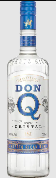 Don Q Cristal Puerto Rican Rum 1.75L clear white rum bottle with blue label