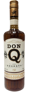 Don Q Reserva Puerto Rican rum bottle on a white background