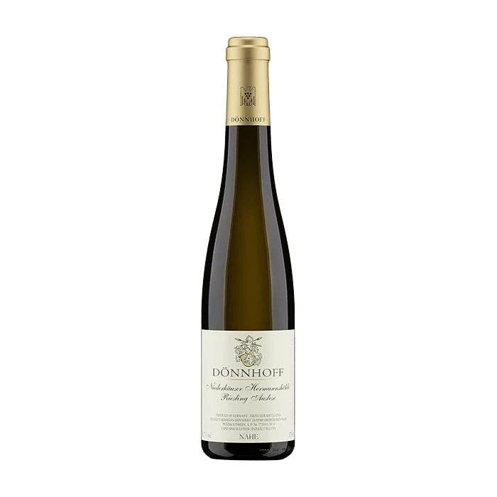 Donnhoff Riesling Spatlese Niederhauser Hermannshohle 2023 bottle showcasing premium German sweet wine with peach and mineral notes