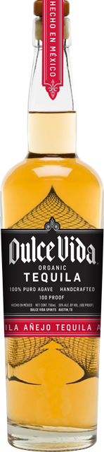 Dulce Vida Anejo Tequila 100 Proof 750 ML bottle – High-proof aged tequila with rich oak and spice notes, made from organic blue agave.