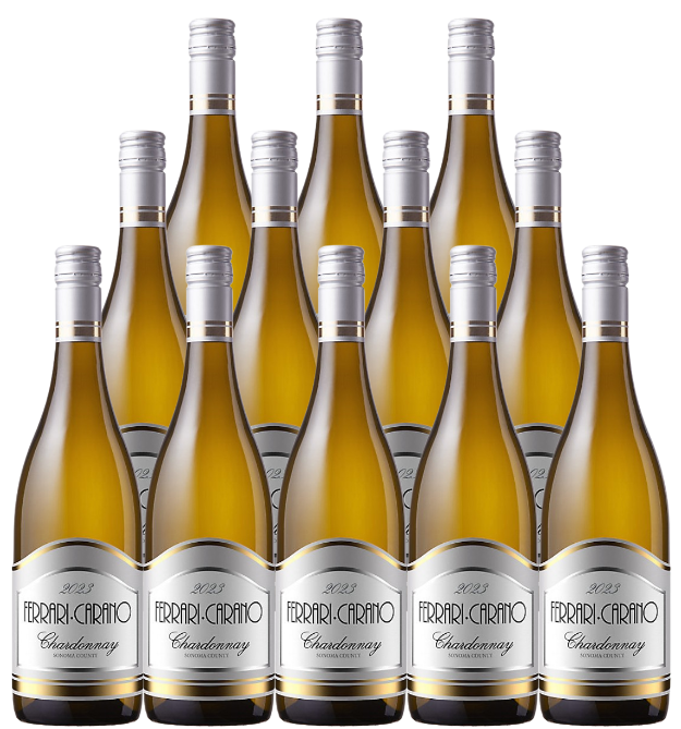 Twelve bottles of Ferrari Carano Chardonnay Sonoma County 2023 white wine 750ml each