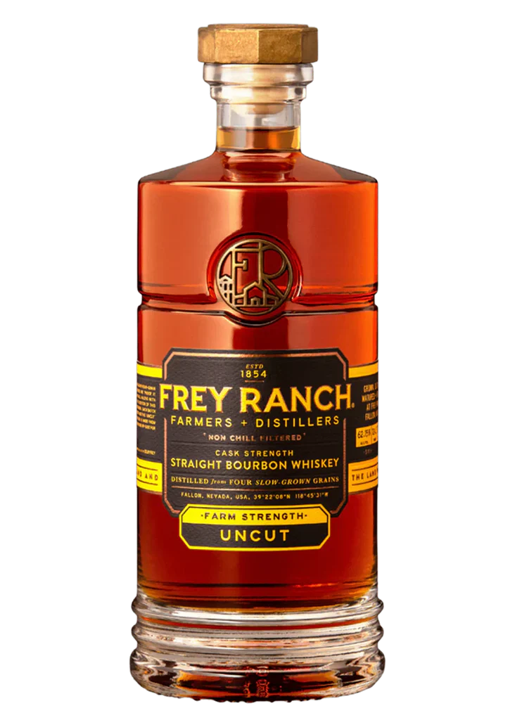Frey Ranch Farm Strength uncut whiskey bottle 750ml full-bodied bourbon with caramel and spice notes