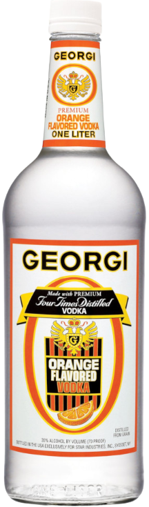 Georgi Orange Flavored Vodka 1L bottle with citrus-infused premium vodka for cocktails