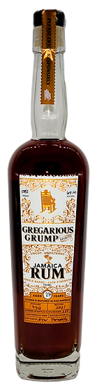 Gregarious Grump Barbados 2001 20yr aged Jamaican rum bottle with rich molasses and oak notes