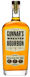 Gunnar's Wheated Bourbon 90 Proof 750 ML bottle with label highlighting smooth, rich flavor.