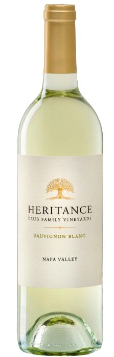 Bottle of Heritance Sauvignon Blanc 2018 from Napa Valley with lemon-green color and tropical fruit notes
