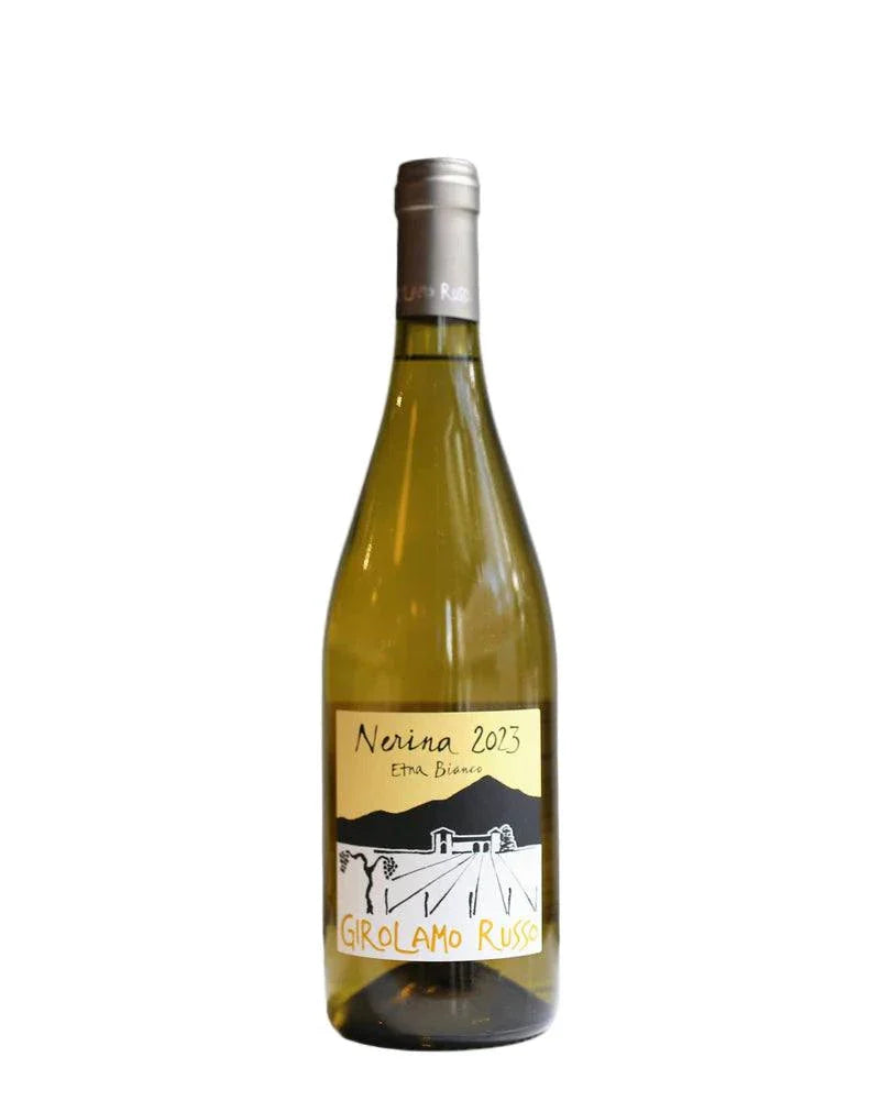 Bottle of Girolamo Russo Etna Bianco Nerina 2023 white wine highlighting Sicilian volcanic terroir and citrus minerality