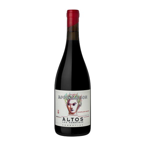 Altos Las Hormigas Malbec Appellation Gualtallary Mendoza 2018 wine bottle with label and red cap.