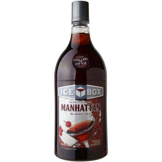 Ice Box Manhattan 1.75 L ready-to-drink whiskey cocktail bottle with sweet vermouth and bitters.