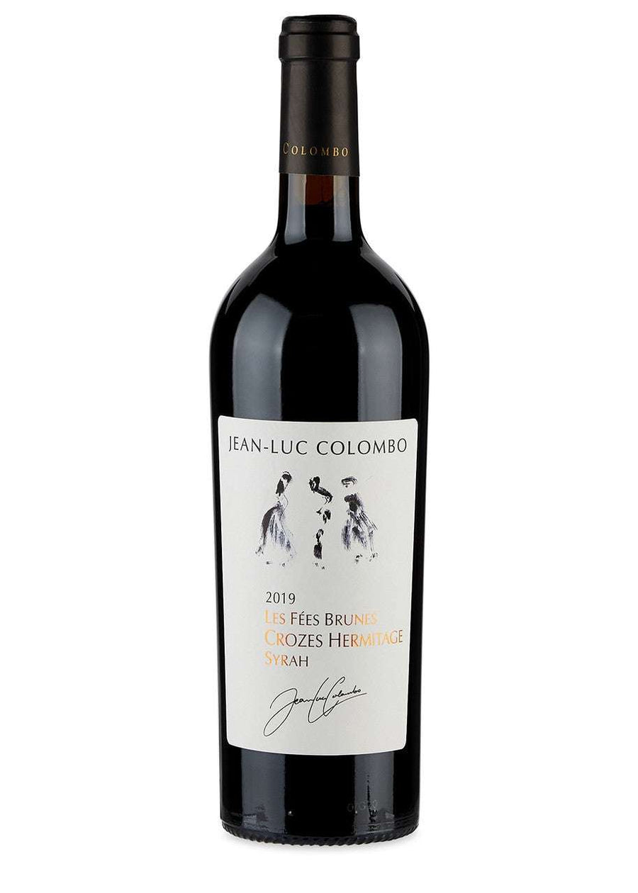 Jean Luc Colombo Crozes Hermitage Les Fees Brunes 2019 bottle showcasing Northern Rhône Syrah wine with dark fruit and spice notes