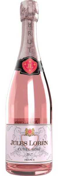 Jules Loren Cuvee Rose 750 ML sparkling rosé bottle with fresh strawberry and floral notes