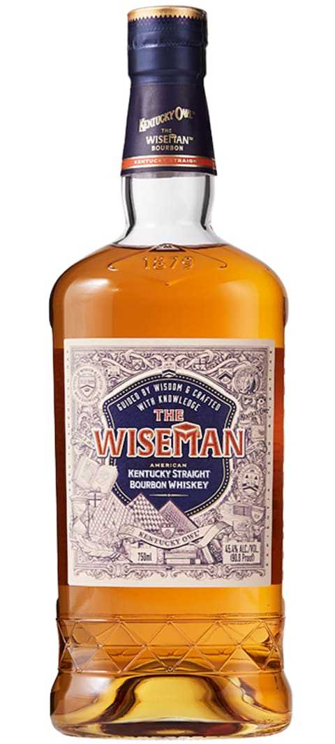 Kentucky Owl Wisemans Kentucky Straight Bourbon Whiskey 750ml bottle with caramel amber liquid and detailed vintage label