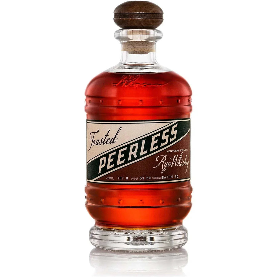 Bottle of Peerless Toasted Straight Rye Whiskey 750 ML showcasing rich amber color and elegant label