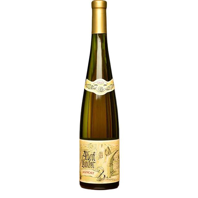 Bottle of Albert Boxler Muscat Alsace 2023 French white wine 750 ML with floral and citrus notes