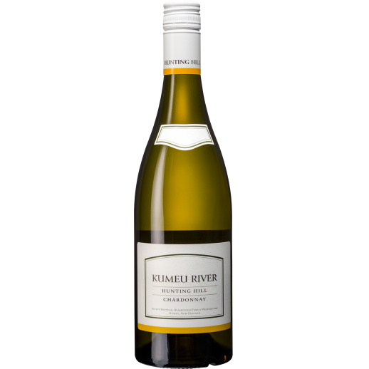 Kumeu River Hunting Hill Chardonnay 2023 750ml bottle with white and yellow label showcasing premium New Zealand white wine.
