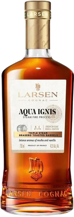 Larsen Cognac Aqua Ignis French Oak Small Batch Triple Steam Brasero Toasted Barrels Cognac 750 ML