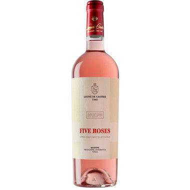Leone De Castris Salento Rosato Five Roses 2021 bottle showcasing vibrant Italian rosé wine with fresh berry and floral notes
