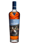 Macallan Highland Single Malt Scotch Whiskey Sir Peter Blake Edition bottle with artistic label.