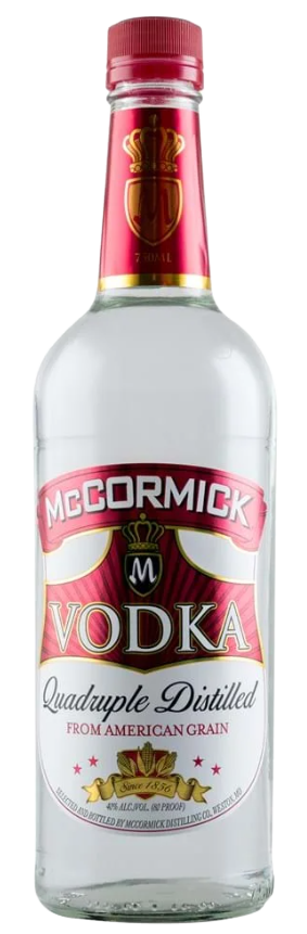 Mccormick Co Vodka 750 ML bottle quadruple distilled.