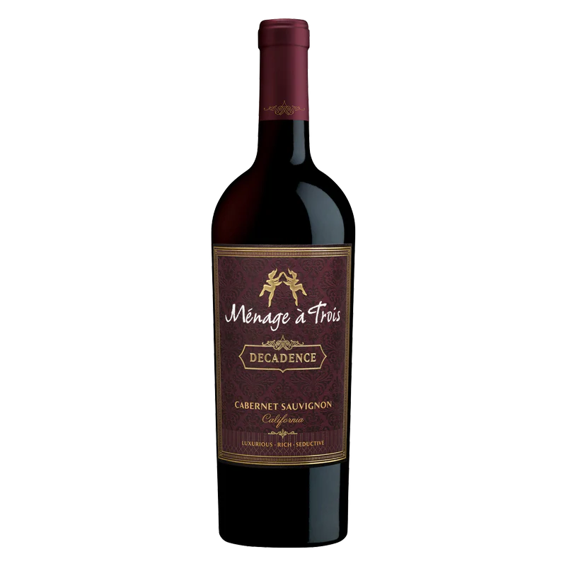 Menage A Trois Combo 1 Each Cabernent Sauvignon Decadence Red & Silk California 750 ML