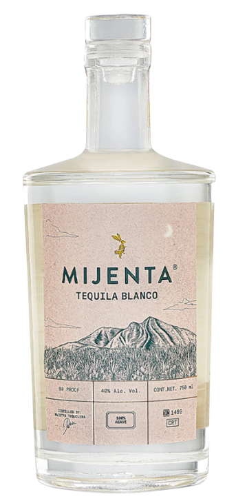 Mijenta Tequila Blanco 100% Agave 750ml bottle with mountain label design