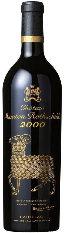 Chateau Mouton Rothschild Pauillac 2000 750 ML bottle showcasing iconic Bordeaux wine with deep fruit and elegant tannins