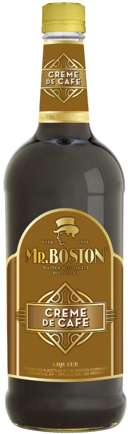 Mr Boston Creme De Cafe 1 L premium coffee flavored liqueur bottle