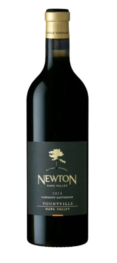 Newton Cabernet Sauvignon Yountville 2016 wine bottle with elegant label and vineyard background