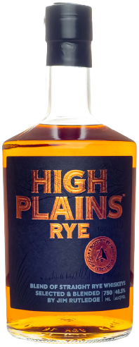 Jim Rutledge High Plains Rye Blend Of Straight Rye Whiskey bottle 750ml.