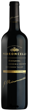 Pedroncelli Zinfandel wine bottle on a black background