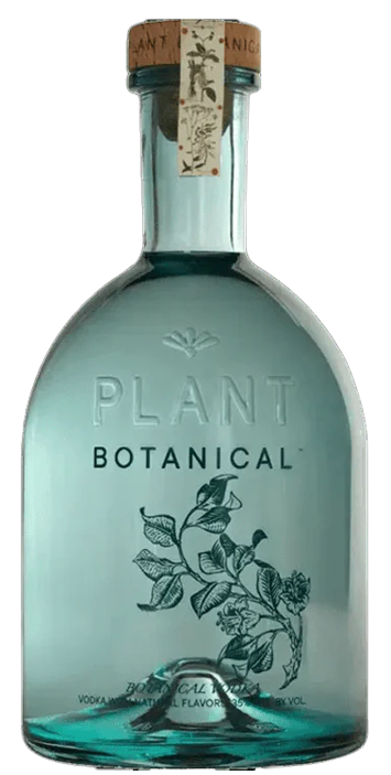 Plant Botanical Vodka 750 ML bottle with botanical design, made from non-GMO sorghum and infused with natural botanicals.